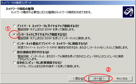 ネットワーク接続の種類の選択